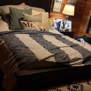 Cozy Blue and White Striped 2sided Duvet Cover